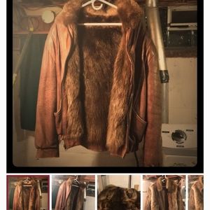 Men's fur leather coat